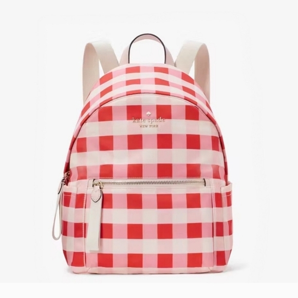 ❤️?️Kate Spade ?️Chelsea Gingham Check Printed Nylon Medium Backpack